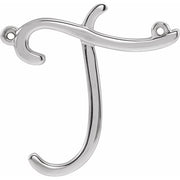 Sterling Silver Script Initial T Necklace Center