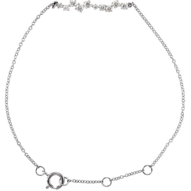 14k White 1/3 Ctw Natural Diamond  Bar 6-7' Bracelet