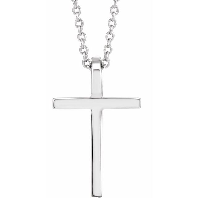 Sterling Silver 12x7.6 mm Cross 18' Necklace