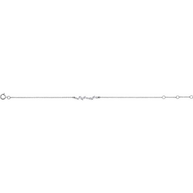 14k White 1/3 Ctw Natural Diamond  Bar 6-7' Bracelet