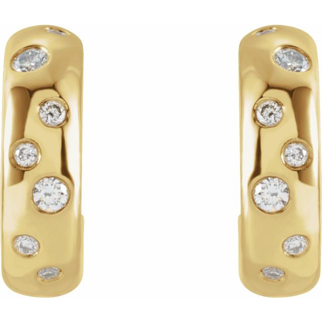 14k Yellow 1/10 Ctw Natural Diamond Hoop Earrings