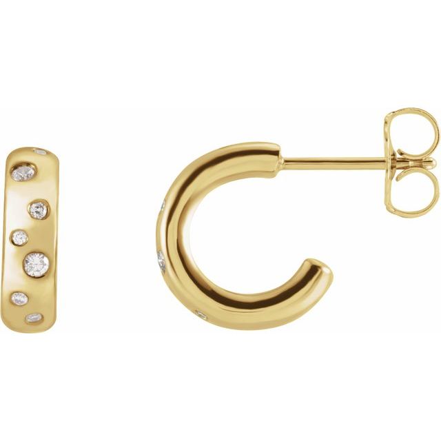 14k Yellow 1/10 Ctw Natural Diamond Hoop Earrings