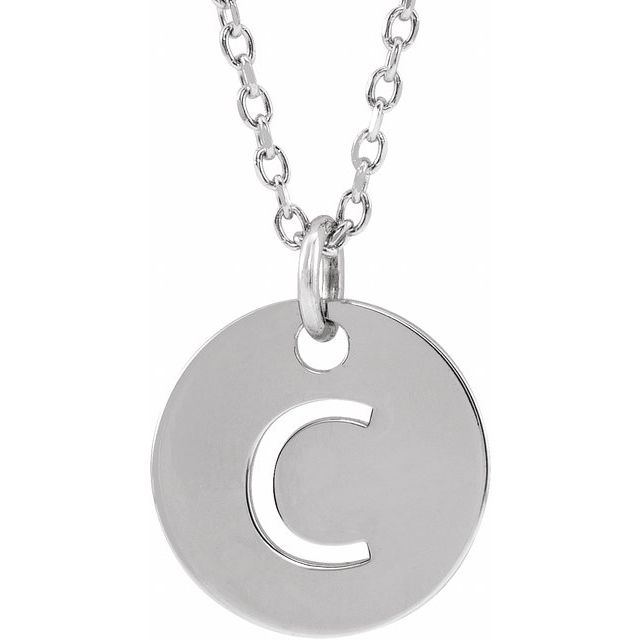 Sterling Silver Initial C 16-18' Necklace