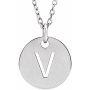 Sterling Silver Initial V 16-18' Necklace