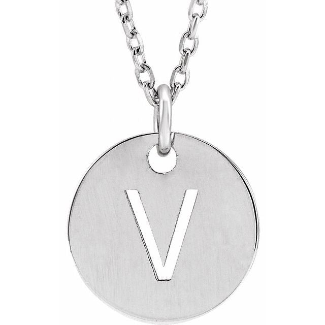 Sterling Silver Initial V 16-18' Necklace