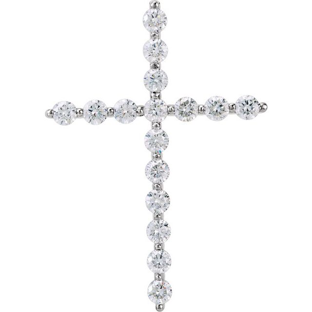 14K White 1/3 CTW Natural Diamond Cross Pendant