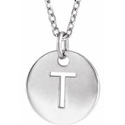 14k White Initial T 16-18' Necklace