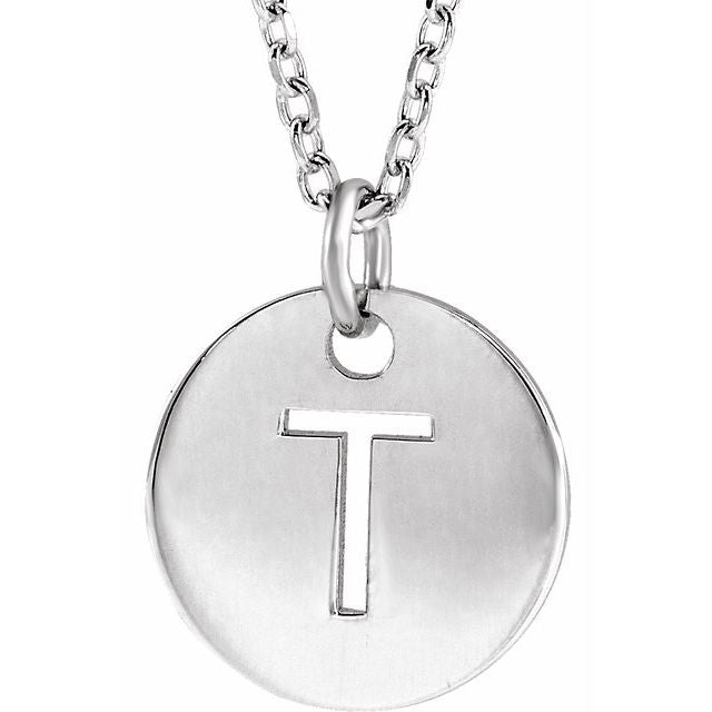 14k White Initial T 16-18' Necklace