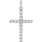 14K White 1/2 CTW Natural Diamond Cross Pendant