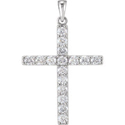 14k White 1/2 Ctw Lab-grown Diamond Cross Pendant