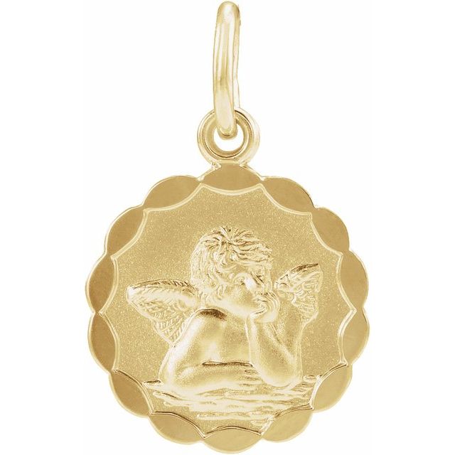 14K Yellow 12 mm Angel Pendant