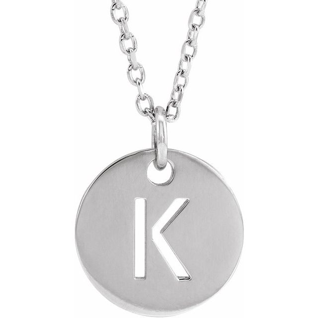 Sterling Silver Initial K 16-18' Necklace
