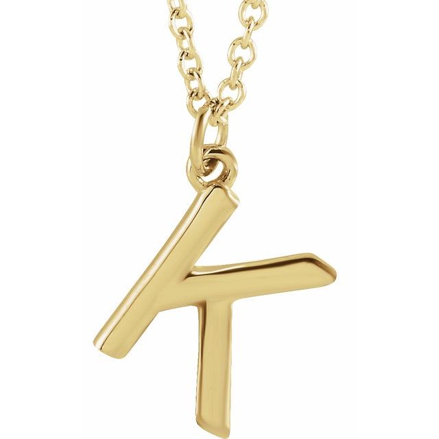 14k Yellow Initial K Dangle 16' Necklace