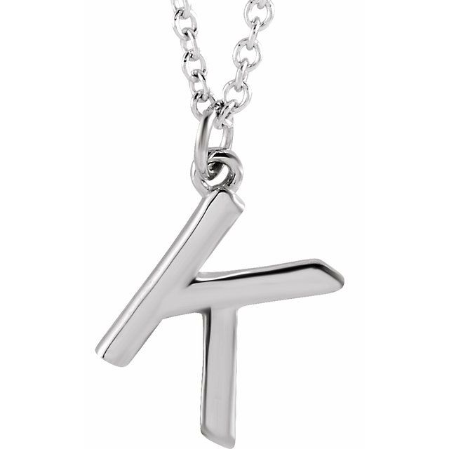 Sterling Silver Initial K Dangle 18' Necklace