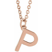 14K Rose Initial P Dangle 16' Necklace