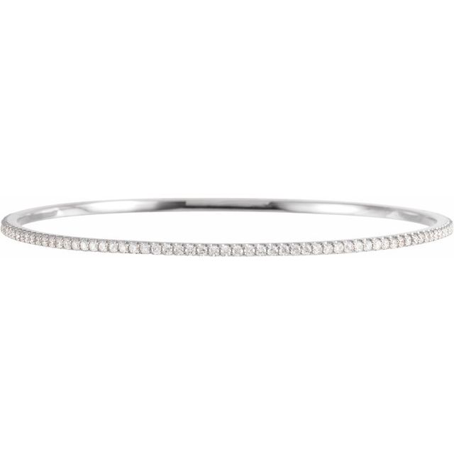 14K White 2 CTW Lab-Grown Diamond Stackable Bangle 8' Bracelet