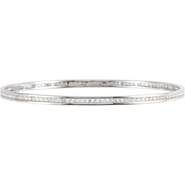 14K White 2 1/4 CTW Natural Diamond Stackable Bangle 8' Bracelet