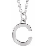 14K White Initial C Dangle 18' Necklace