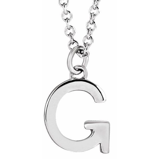 Sterling Silver Initial G Dangle 18' Necklace
