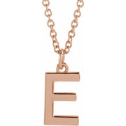 14K Rose Initial E Dangle 18' Necklace