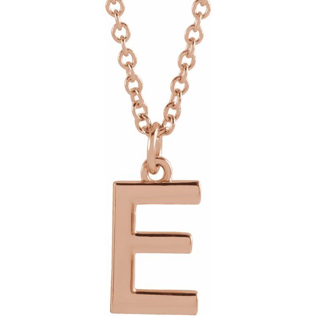 14K Rose Initial E Dangle 18' Necklace