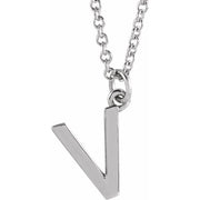 Sterling Silver Initial V Dangle 18' Necklace