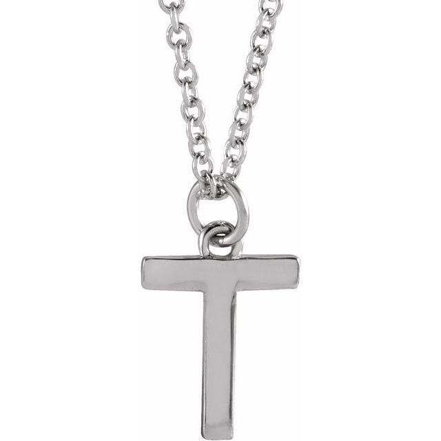 Sterling Silver Initial T Dangle 18' Necklace