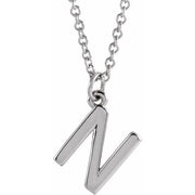 Sterling Silver Initial N Dangle 18' Necklace