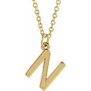 14K Yellow Initial N Dangle 18' Necklace