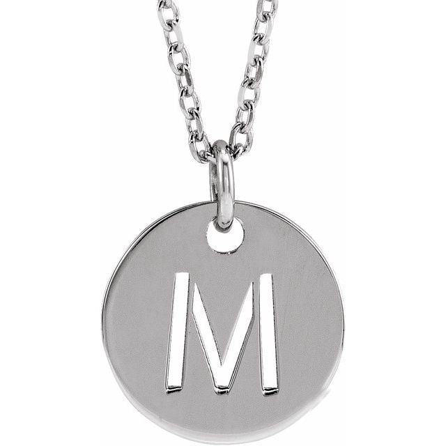 Sterling Silver Initial M 16-18' Necklace