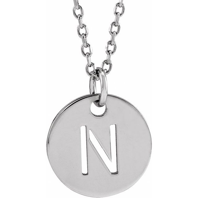 Sterling Silver Initial N 16-18' Necklace