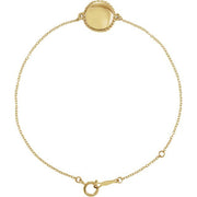 14K Yellow Engravable Beaded Disc 6 1/2-7 1/2' Bracelet