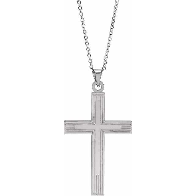 14k White Cross 18' Necklace