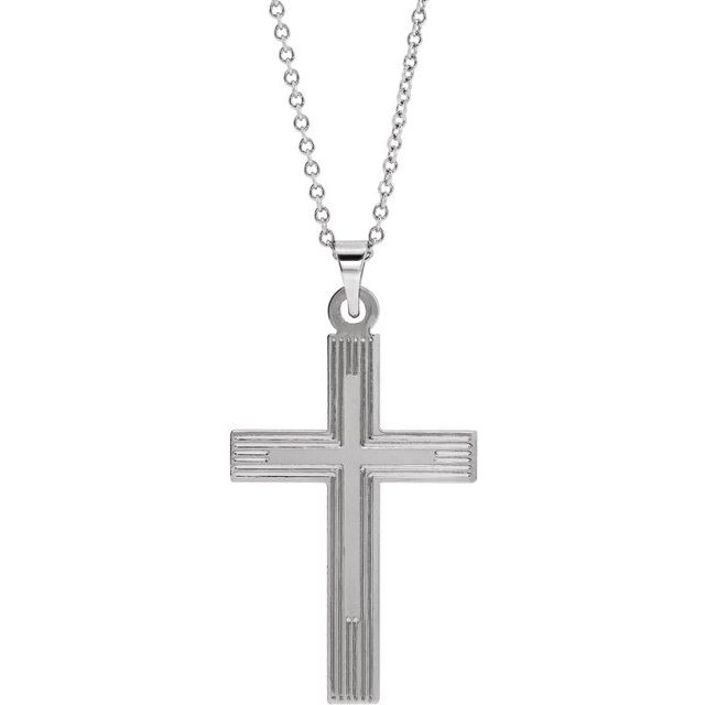 14k White Cross 18' Necklace