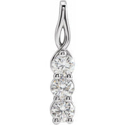 14K White 1 CTW Lab-Grown Diamond Three-Stone Pendant