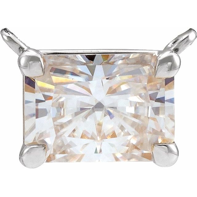 14K White 3/4 CTW Lab Grown Diamond Claw-Prong Necklace Center