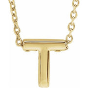 14K Yellow Initial T Slide Pendant 16-18' Necklace