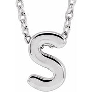 14K White Initial S Slide Pendant 16-18' Necklace