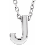 14K White Initial J Slide Pendant 16-18' Necklace