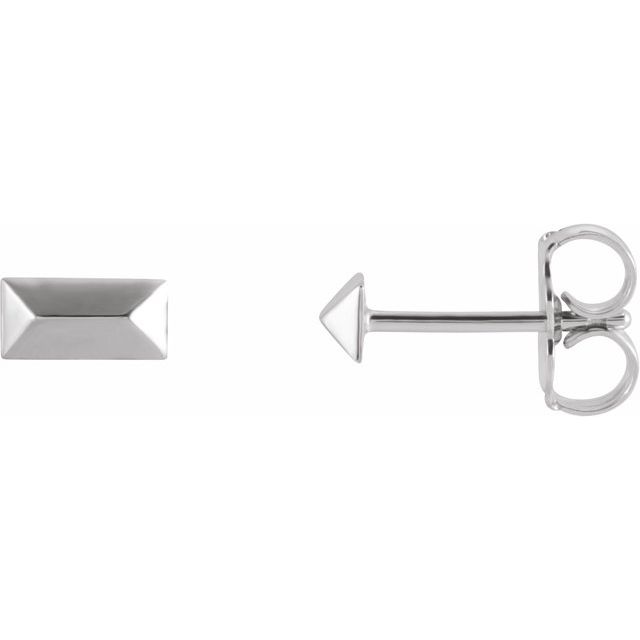 14K White Geometric Stud Earrings