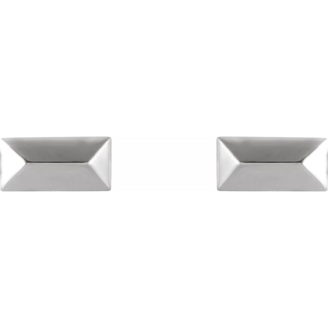14K White Geometric Stud Earrings