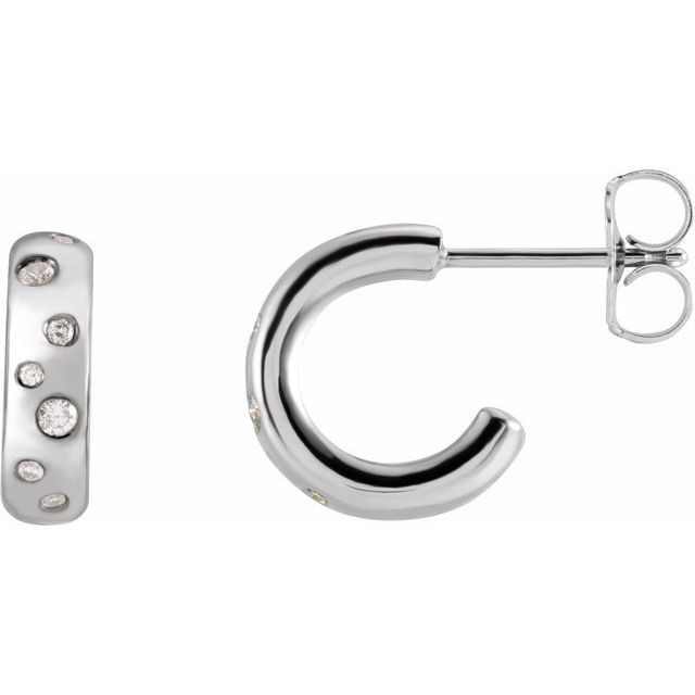 Sterling Silver 1/10 CTW Natural Diamond  Hoop Earrings