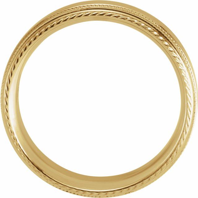 14K Yellow 6 mm Rope Edge Band with Milgrain Size 11