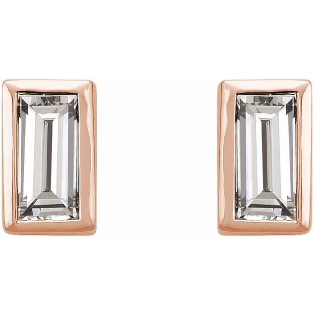 14K Rose .08 CTW Natural Diamond Bezel-Set Earrings