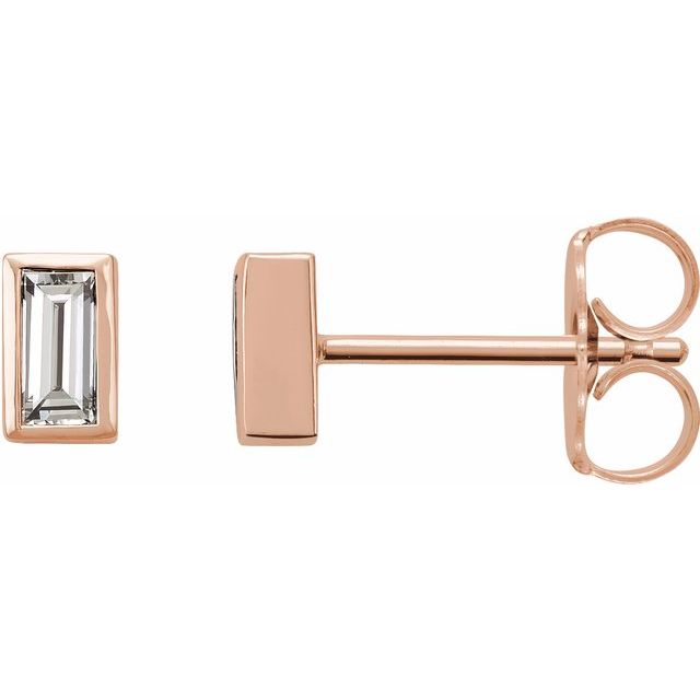 14K Rose .08 CTW Natural Diamond Bezel-Set Earrings