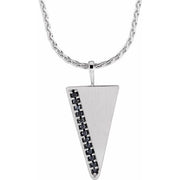 Sterling Silver 1/6 CTW Natural Black Diamond Triangle 24' Necklace