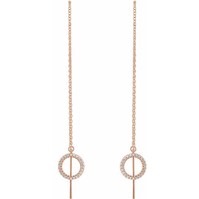 14K Rose 1/6 CTW Natural Diamond Geometric Threader Earrings