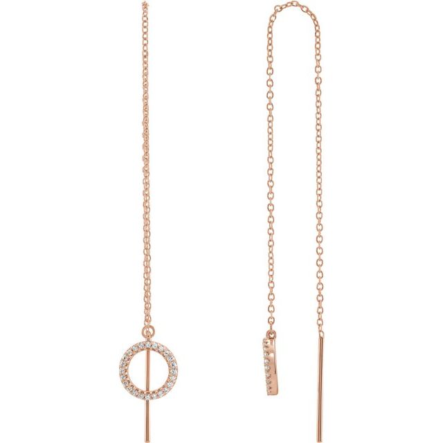 14K Rose 1/6 CTW Natural Diamond Geometric Threader Earrings
