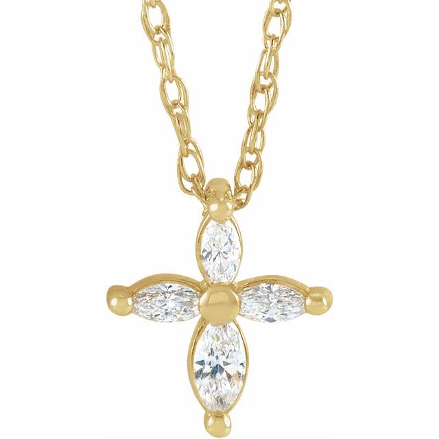 14K Yellow 1/6 CTW Natural Diamond Cross 18' Necklace