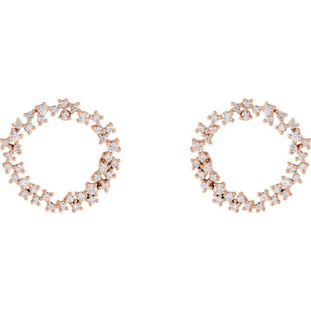 14K Rose 3/4 CTW Natural Diamond Circle Earrings